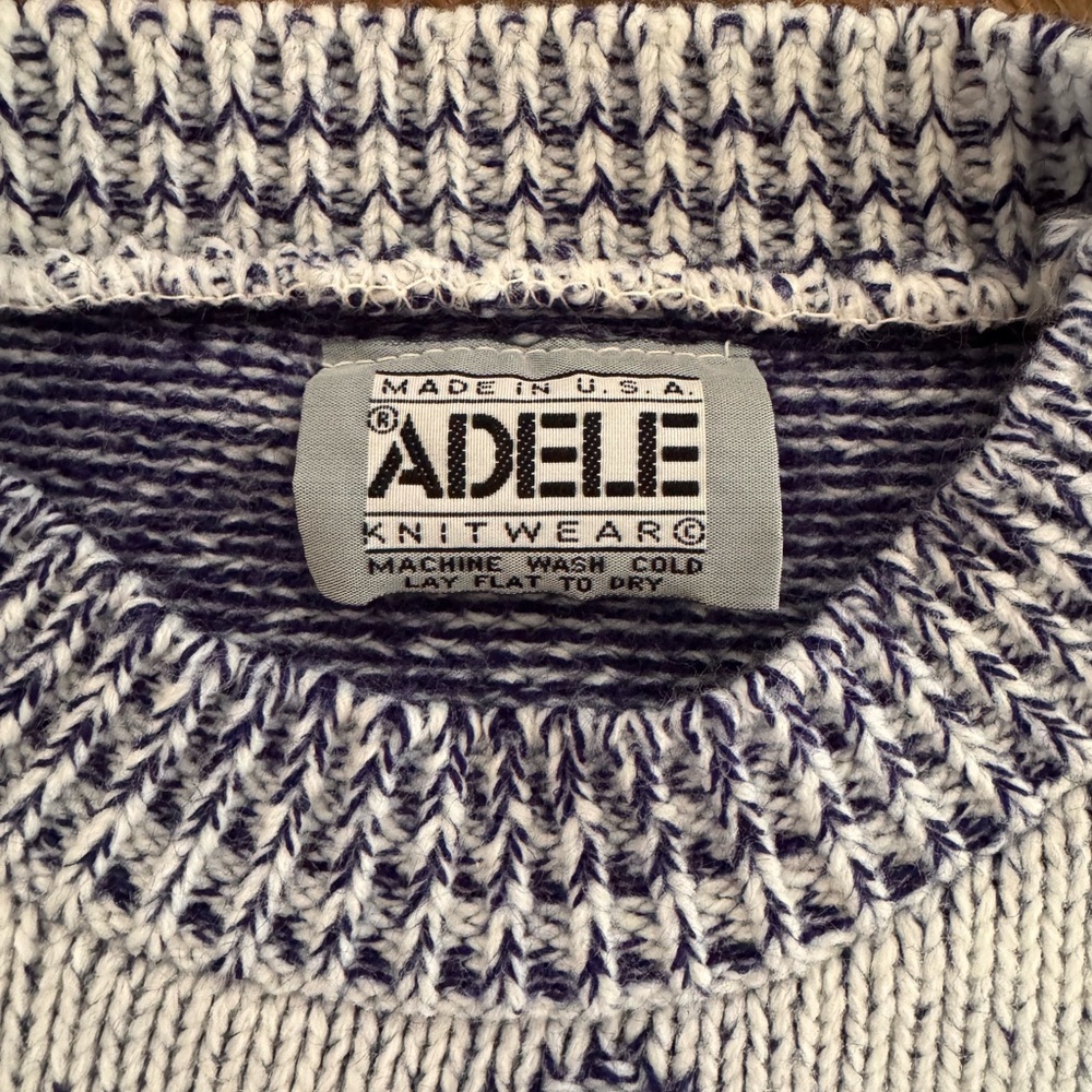 Adele Blue and White Vintage Crew Neck Sweater